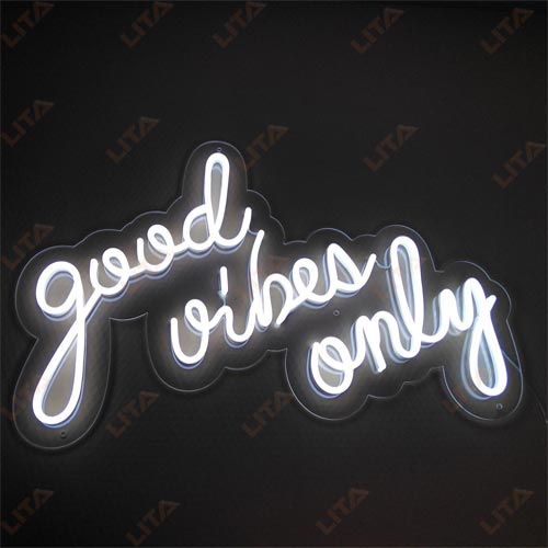 Good Vibes Only White Neon Sign