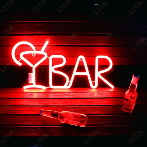 Red Neon Bar Sign