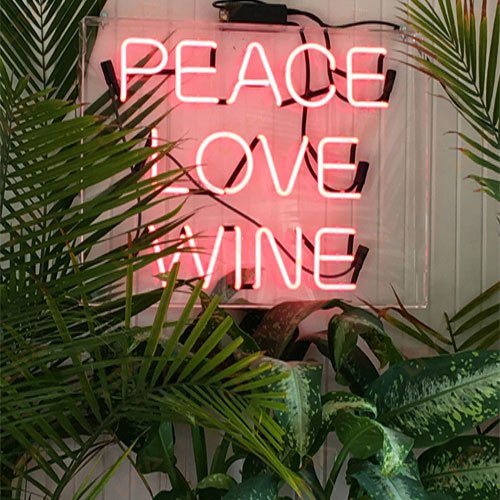Peace Love Wine Neon Sign