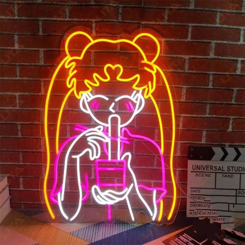 Sailor Moon Eating Ramen Neon Sign