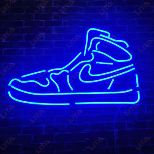 Blue Neon Shoe Sign