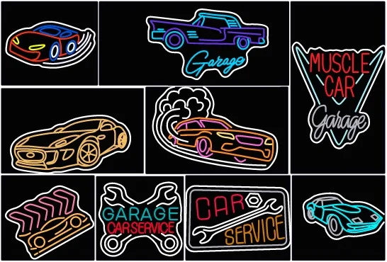 mock up car neon sign