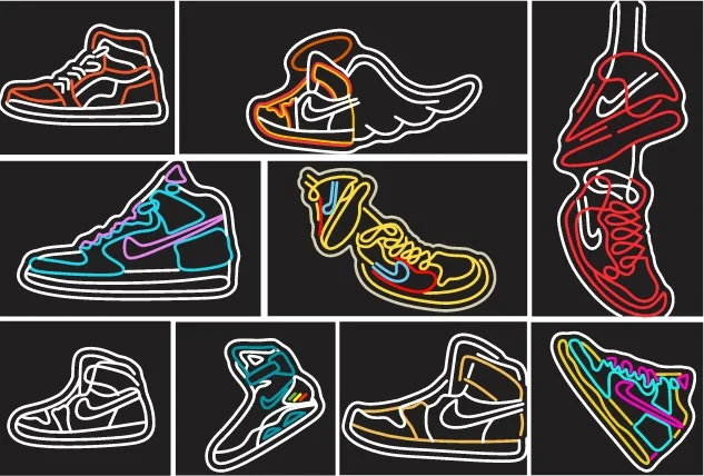 mock-up nike shoes neon sign